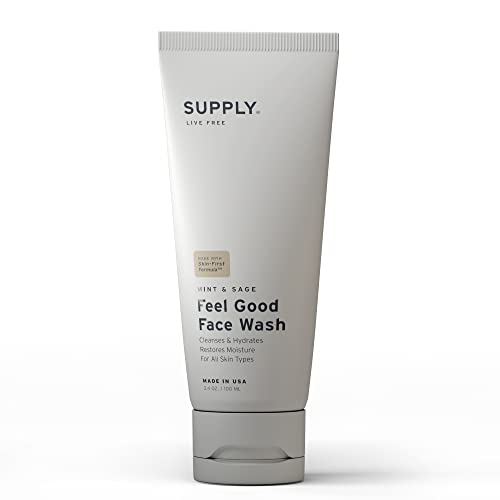 Supply Mens Face Wash  PlantBased Face Wash Mens Cleanser with Aloe Tea Tree  Mint  Gently Hydrates Refreshes  Removes Impurities  Natural Skincare 34 fl oz